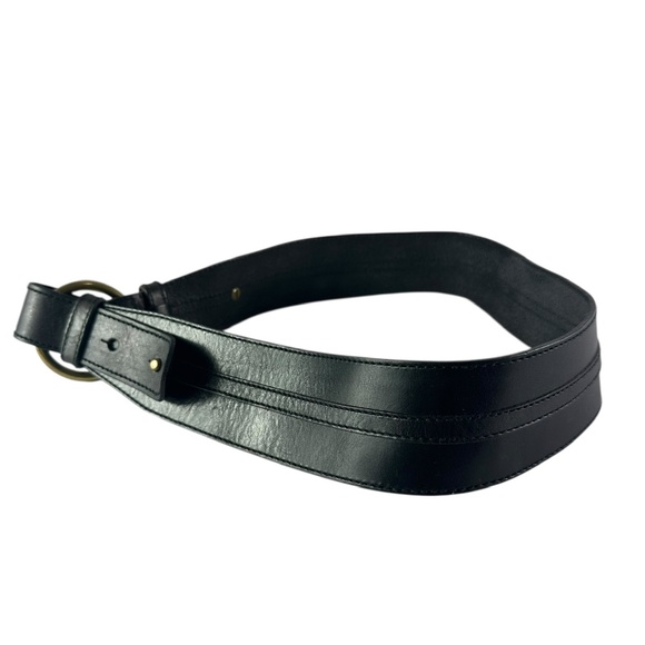 Genuine Vintage LAUREN Ralph Lauren Black Leather Circle Buckle Women Belt M main image 9